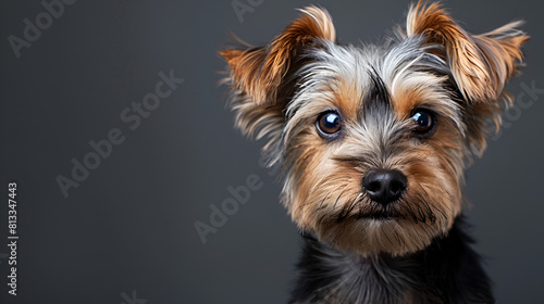 Portrait of Cute Joyful Yorkshire Terrier Pet Dog  Animal Companionship and Happiness  Pet Love and Affection  Generative Ai  