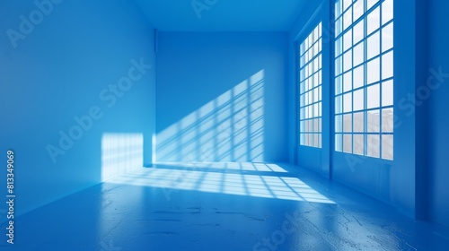 blue room with a window