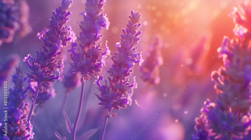 Extreme close-up unveils the otherworldly glow of lavender petals, bathed in a soft, celestial light. Extreme close-up unveils the otherworldly glow of lavender petals, bathed in a soft, celestial light.