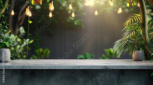 empty tabletop in restaurant or home backyard garden  