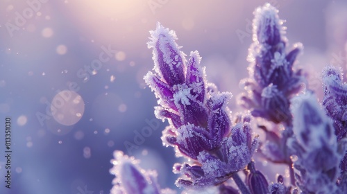 Frozen Lavender Glow  Extreme frost highlights petals  sparkling in wintry light.