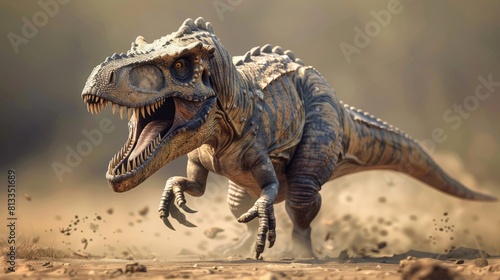 Big monster dinosaur that lived in the Cretaceous period  isolated on background  carnivorous reptile animal.