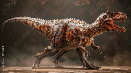 Big monster dinosaur that lived in the Cretaceous period  isolated on background  carnivorous reptile animal.