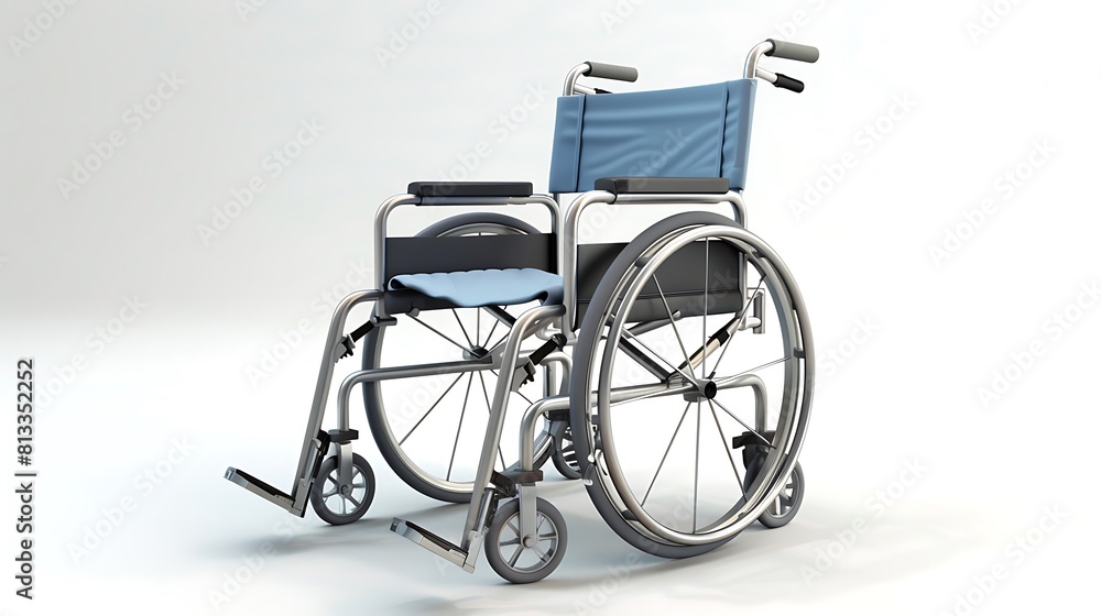 A hospital wheelchair isolated on a white background.