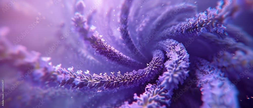 Lavender Cyclone: Close-up view of a lavender bloom's petals swirling in a cyclonic motion, creating a captivating spiral. Lavender Cyclone: Close-up view of a lavender bloom's petals swirling in a cyclonic motion, creating a captivating spiral.
