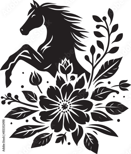 Horse mandala black Silhouette vector art isolated on a white background