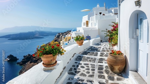 White architecture in Santorini island, Greece.