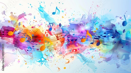 colorful background with musical notes  abstract music background 