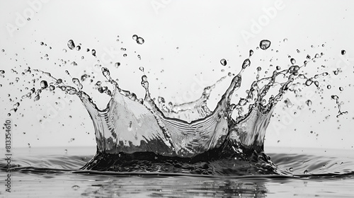 Water Splash on White Background, Refreshing Aqua Droplets in Motion, Liquid Flow and Splashing, Generative Ai
