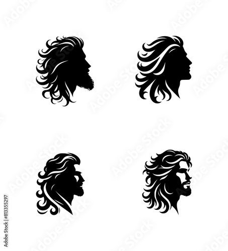 silhouette icon of man - long hair (artwork 3)