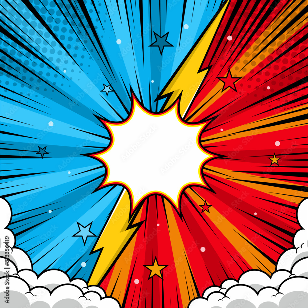 Versus VS letters against background in flat comic style design with halftone, lightning. Vector illustration