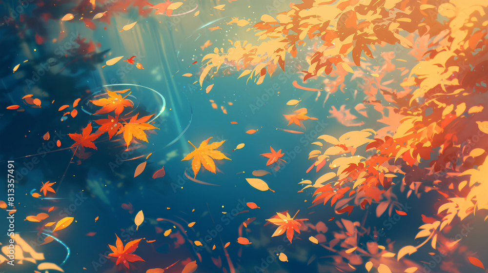 autumn leaves floating on the water autumn leaves floating on the water