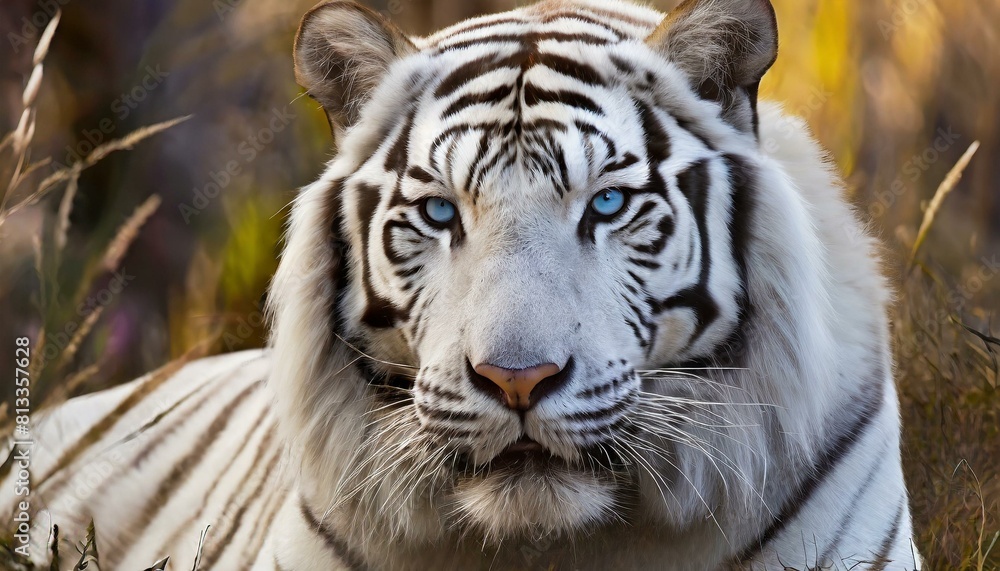 close shot of a beautiful white tiger