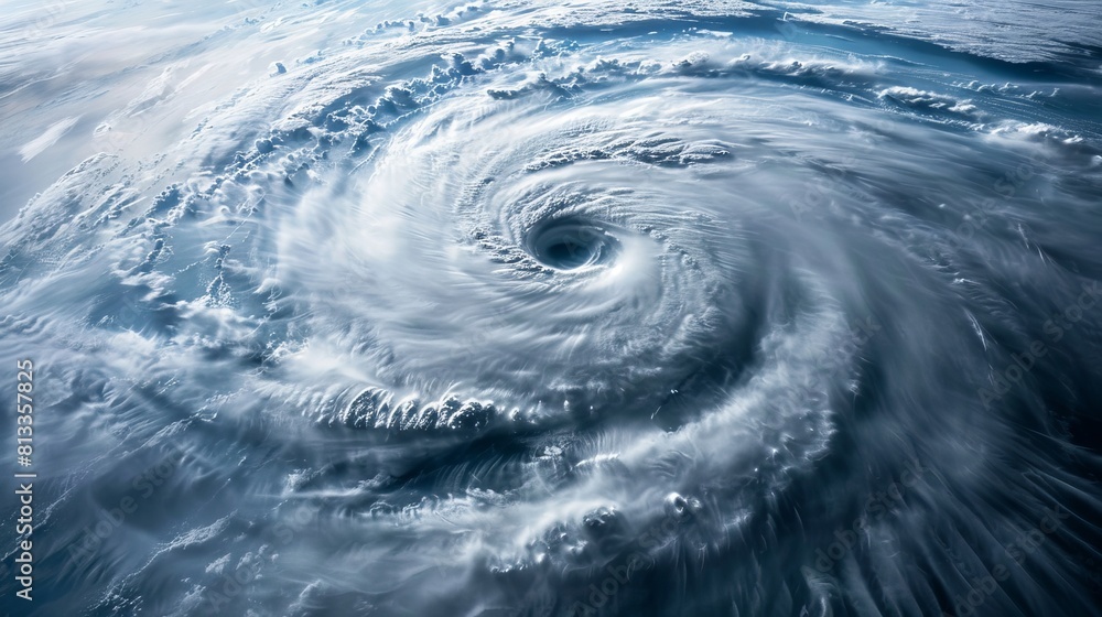 Satellite close-up of Hurricane Florence, focusing on the dramatic eye formation as it swirls over the Atlantic, in bright lighting