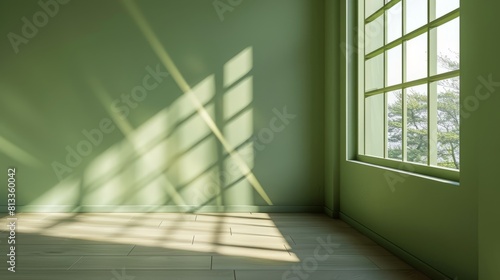 empty green room with a window