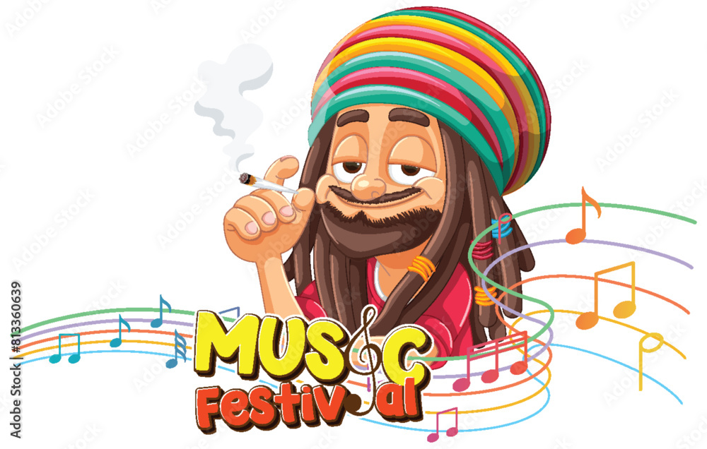 Naklejka premium Colorful illustration of a reggae musician at a festival