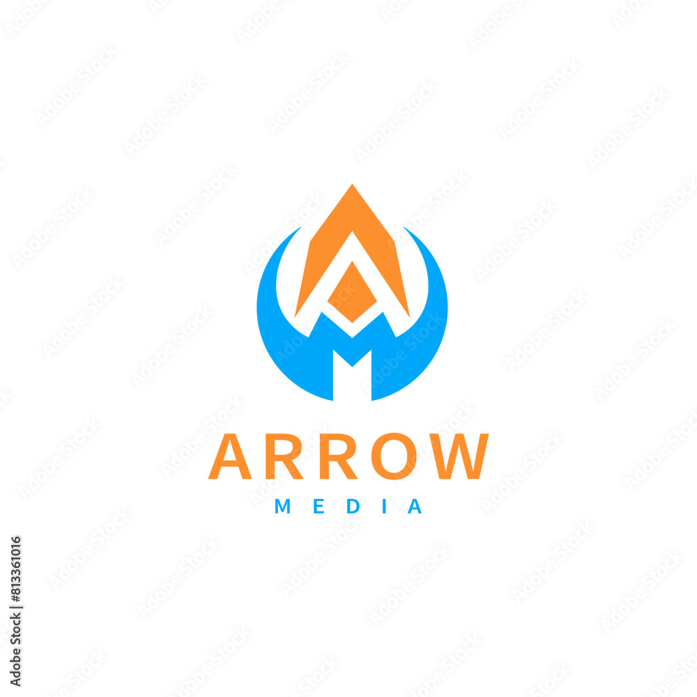 Abstract letter A and M for Arrow media logo design 3 Abstract letter A and M for Arrow media logo design 3