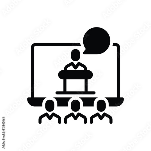 Black solid icon for webinar