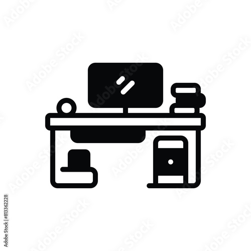 Black solid icon for computer