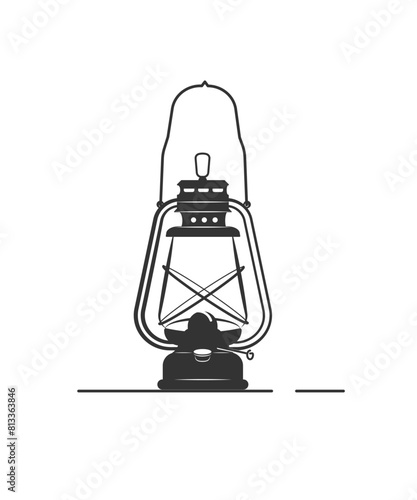 old oil lamps, vintage kerosene or oil lanterns, home and trackwalker lamps collection, vector stock illustration photo