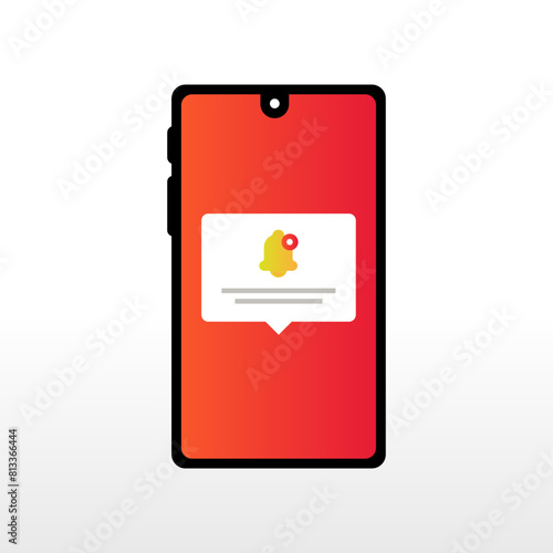 ring bell notification pop up message on screen phone for new email coming vector illustration
