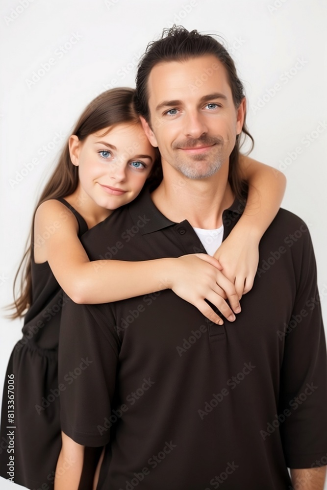 Padre e hija fotografía de retrato en fondo blanco foto familiar
