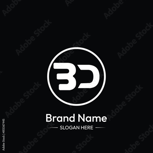 BD Letter Logo Design. Black Background.