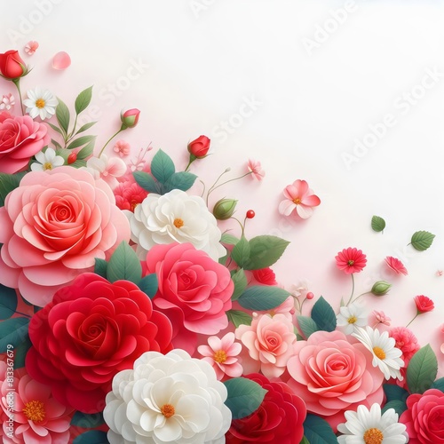a painting of flowers with the words l spring  on the bottom pink roses background © Muhammad