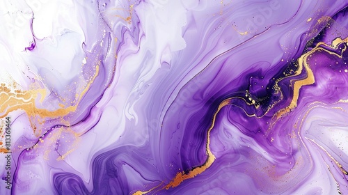 Marble violet with gold. Abstract violet and white marble background with golden lines  liquid art painting in the style of watercolor