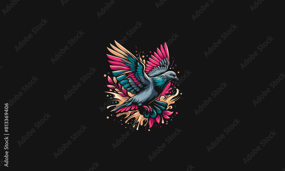 Obraz premium flying pigeon vector illustration artwork design