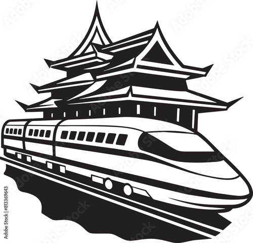 japanes bullet train icon clipart silhouette isolated on white background