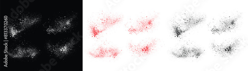 Abstract set of red, white and black color artistic splatter banner background. Ink brush stroke background