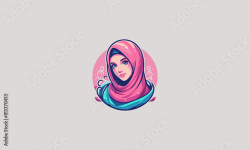 beautiful women wears a headscarf vector flat design