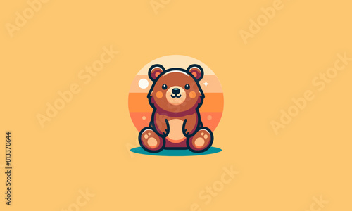 grizzly sitting vector illustration flat design