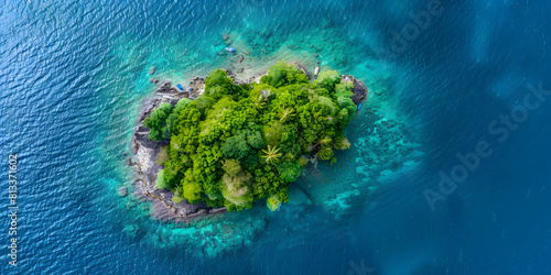 Vista aérea de uma ilha tropical