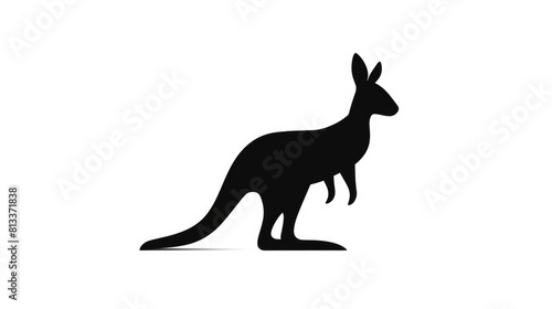 Kangaroo Black Silhouette Glyph Single Icon - Generative AI