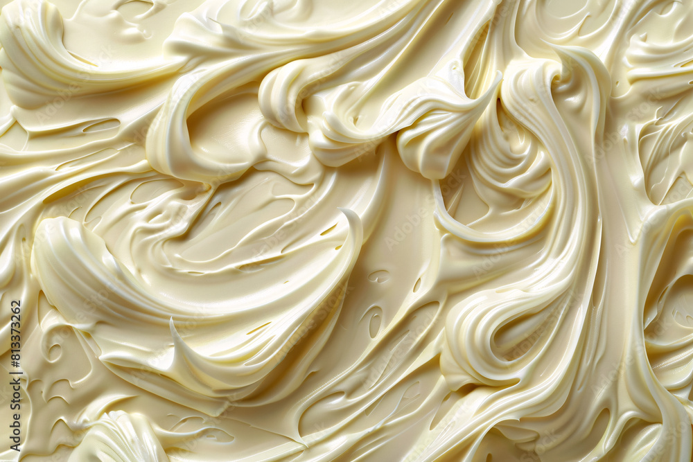 Isolated macro of fresh, white cream swirl, perfect for a sweet snack or dessert Isolated macro of fresh, white cream swirl, perfect for a sweet snack or dessert