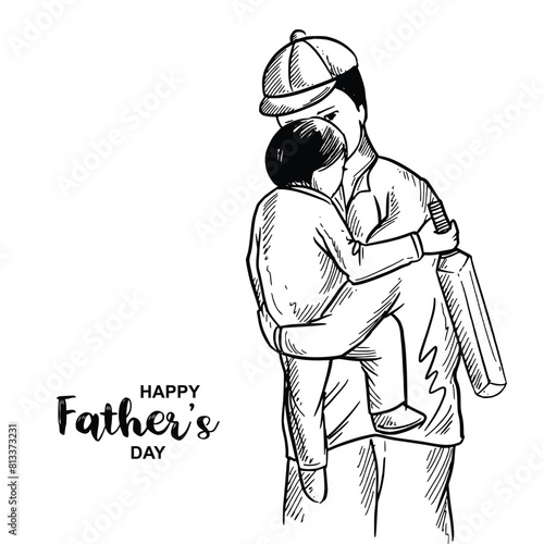 Happy fathers day celebration sketch card background