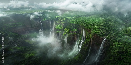 Panoramic View of Rpowerfalls  India   s Tallest Waterfall  in Cinematic Lighting 