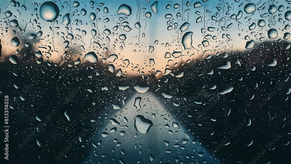 A serene and calming image of raindrops gently falling on a window. Generative AI A serene and calming image of raindrops gently falling on a window. Generative AI