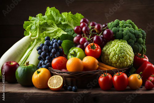 Fresh fruits and vegetables for the background  different fruits and vegetables for eating healthy 