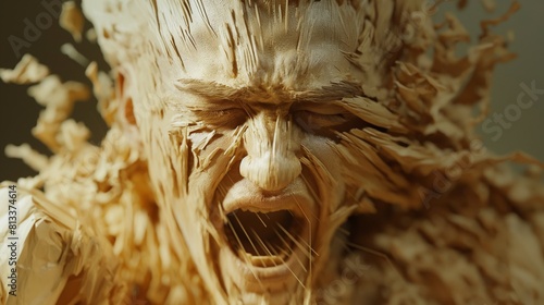 Slow-motion close-up of a matchstick boxer s face contorting from a brutal uppercut