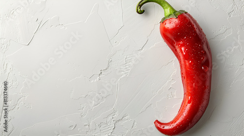 red hot chili peppers,
Pure white background one chili pepper and none 