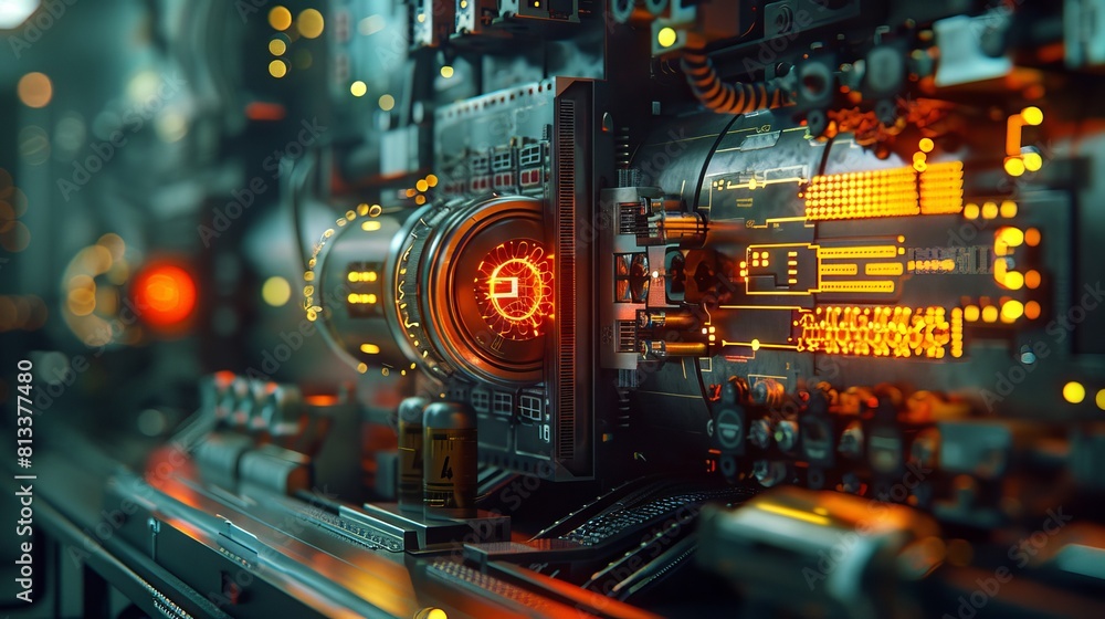 Advanced technology motherboard with neon lights and futuristic circuit design presenting innovation and modernity Advanced technology motherboard with neon lights and futuristic circuit design presenting innovation and modernity