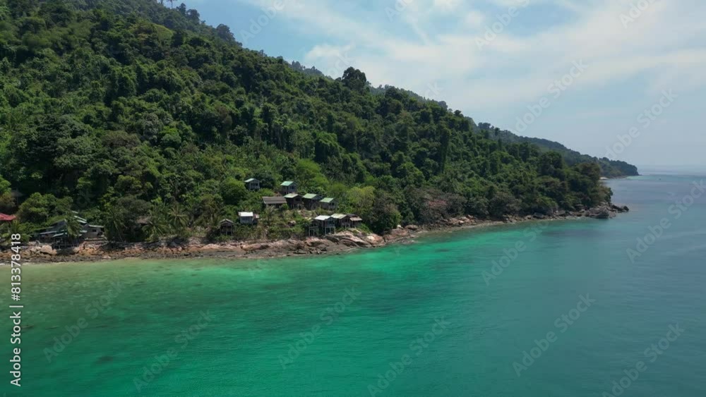 Island Hill Huts in lush Jungle fores, emerald waters lagoon. Perfect aerial view flight
pull in drone 4k Island Hill Huts in lush Jungle fores, emerald waters lagoon. Perfect aerial view flight
pull in drone 4k