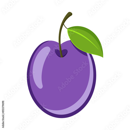 Healthy a plum fruit flat cartoon icon isolated vector illustration on white background generated by Ai