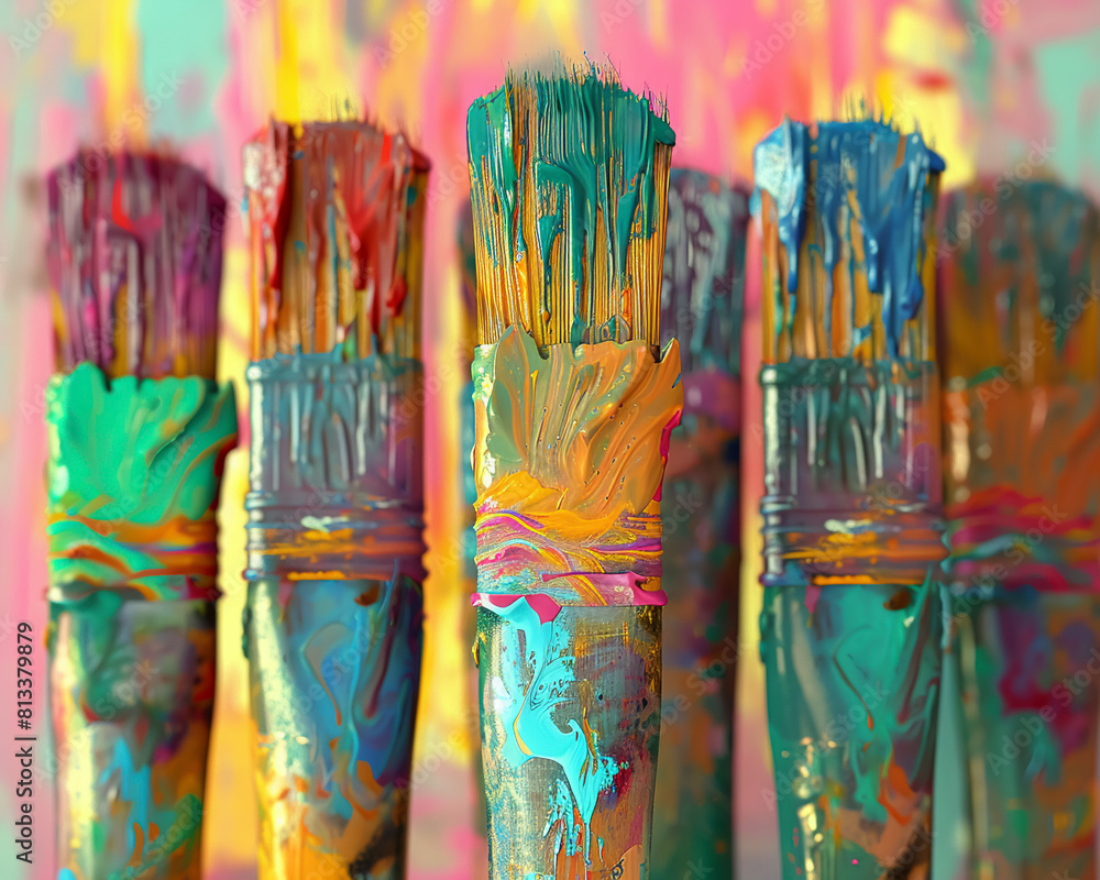 Emotion-Infused Paintbrush, Artistic Expression, Reflecting Inner Feelings, Colorful Creations