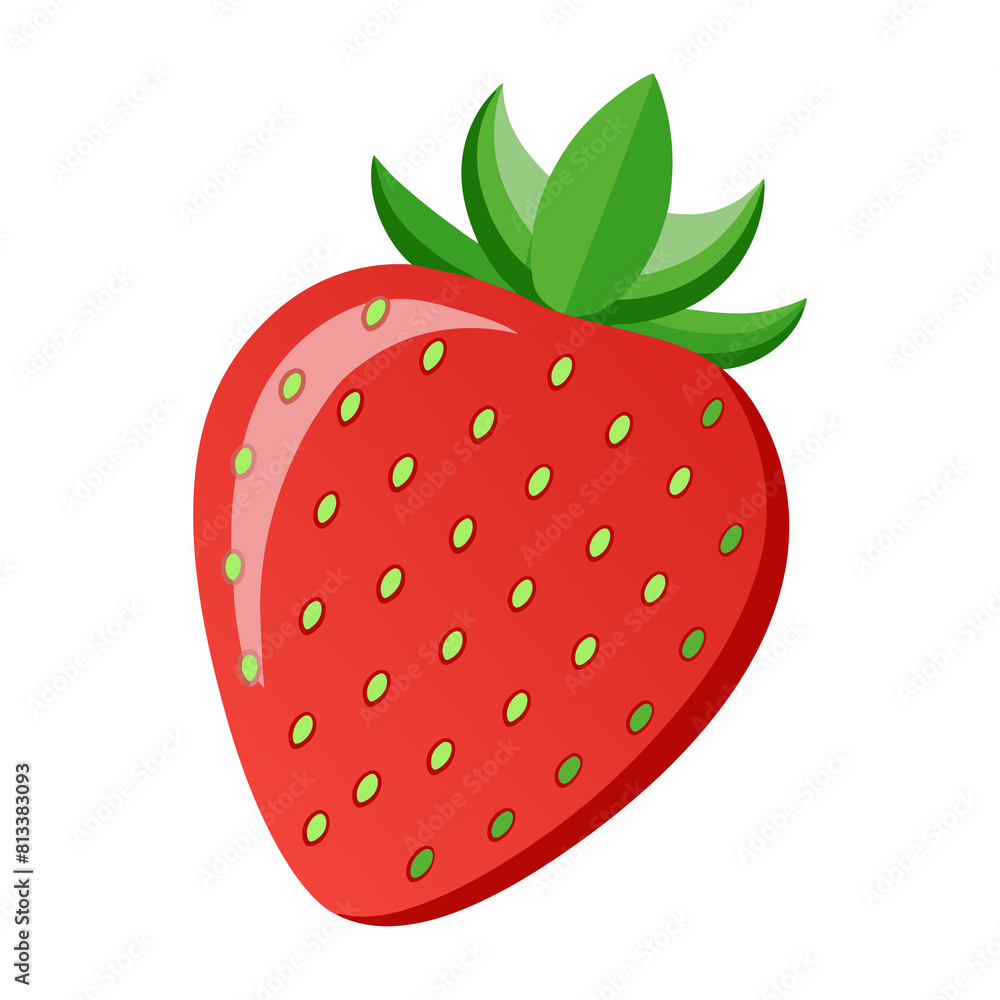 Strawberry fruits with green leaf vector illustration generated by Ai Strawberry fruits with green leaf vector illustration generated by Ai