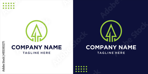 abstract rocket logo with a rising arrow, design inspiration, illustration, vector.