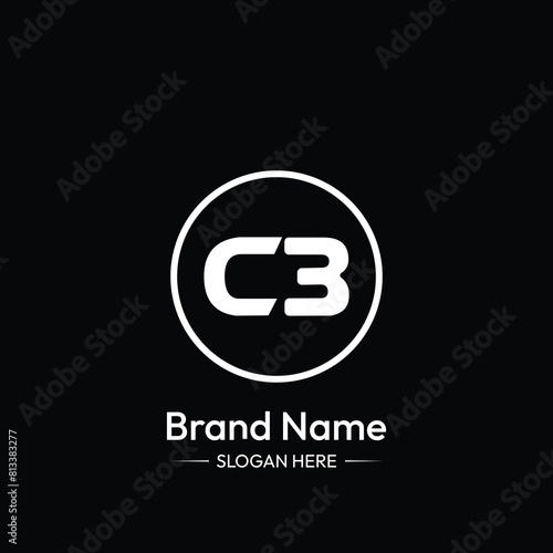 CB Letter Logo Design. Black Background.